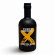 Twice Brewed Spiced Rum bottle with yellow cross design on black label