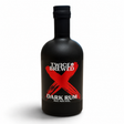 Twice Brewed Dark Rum bottle with red cross design on black labe