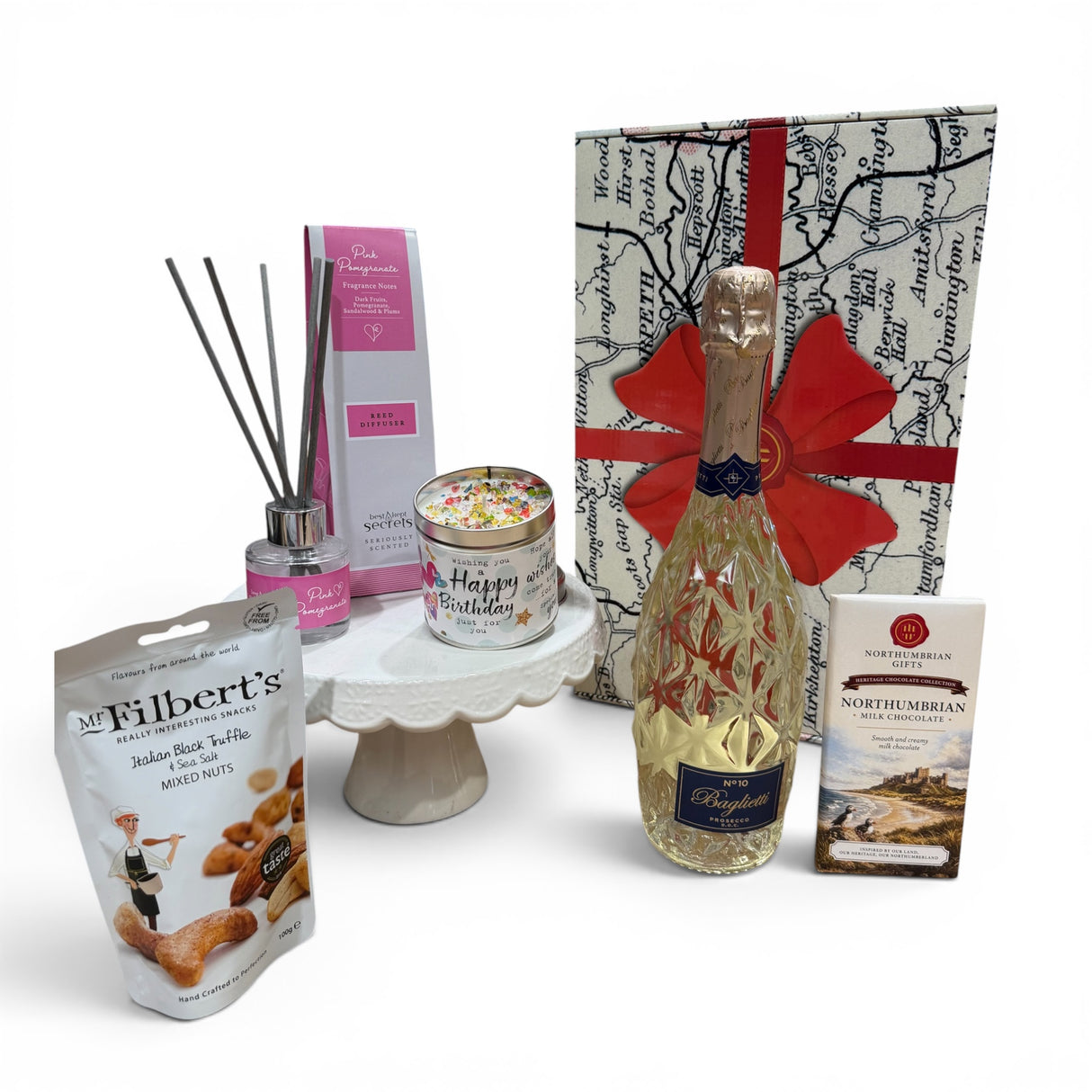 Northumbrian Happy Birthday Hamper with Prosecco & Chocolate