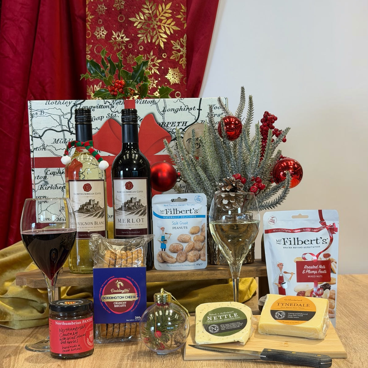 Northumbrian Cheese and Wine Party Hamper