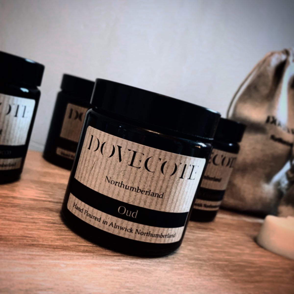 Amber Apothecary Glass Jar with Wooden Wick