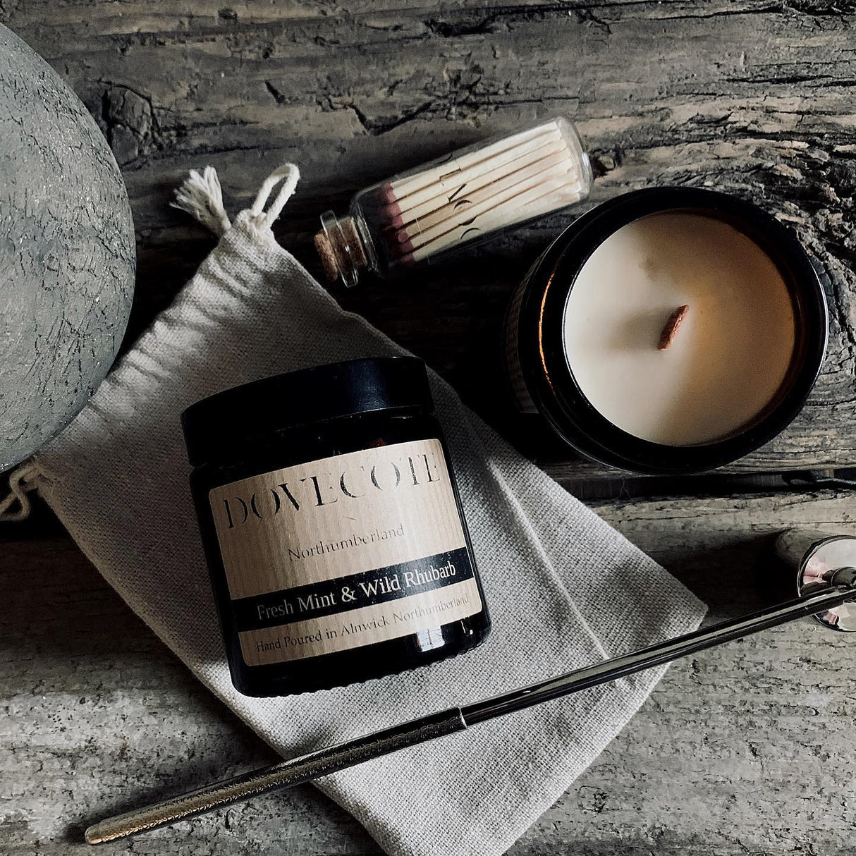 Amber Apothecary Glass Jar with Wooden Wick