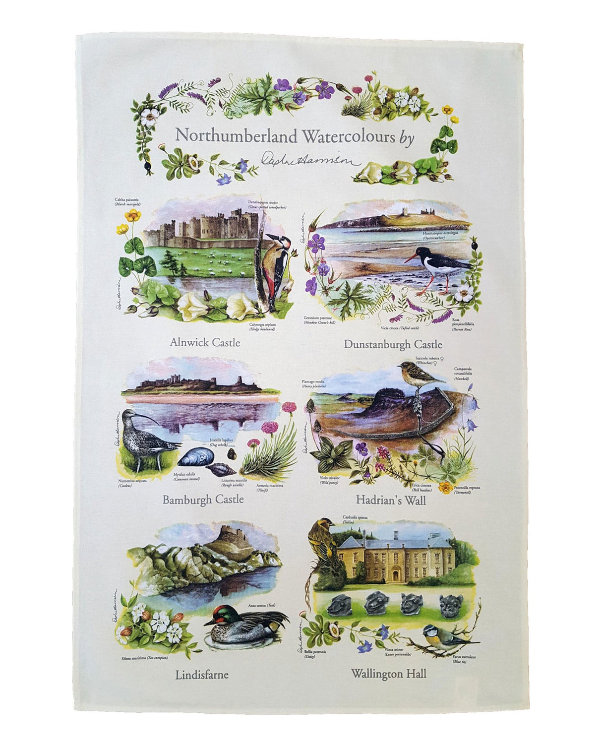 Northumberland Watercolours Tea Towel